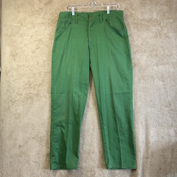 Vintage Sear's Kings Road Men's Pants 33x29 Perma-Press Kelly Green READ - Picture 1 of 8